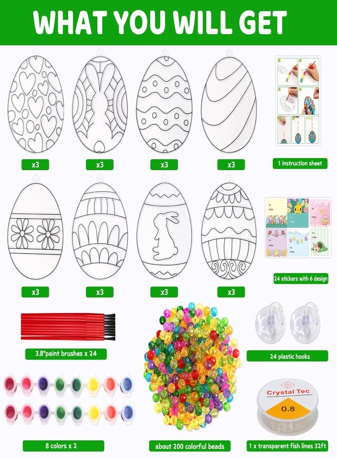 WorldBazaar Easter Egg Suncatchers Painting Crafts for Kids 24 Sets DIY Easter Window Painting Art Suncatchers Decorations Spring Christian Religious Activities Family Classroom Party Favors - Image 3
